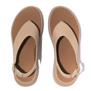 F-MODE LEATHER FLATFORM BACK-STRAP T/POST SANDALS