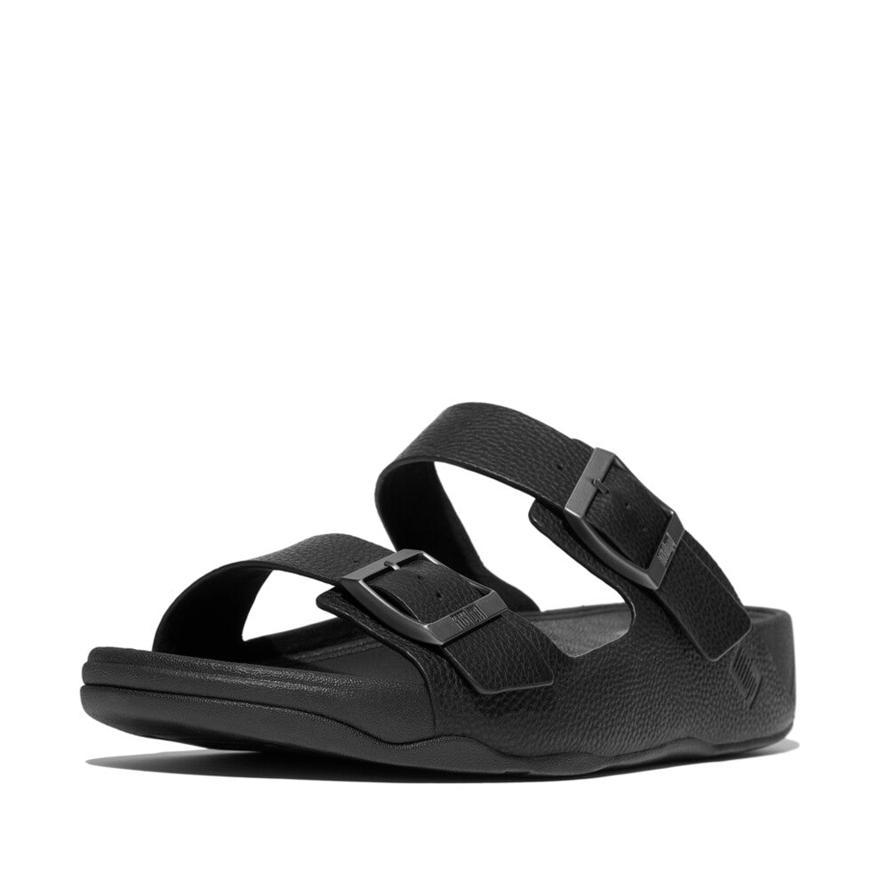 GOGH MOC MENS BUCKLE TUMBLED-LEATHER SLIDES