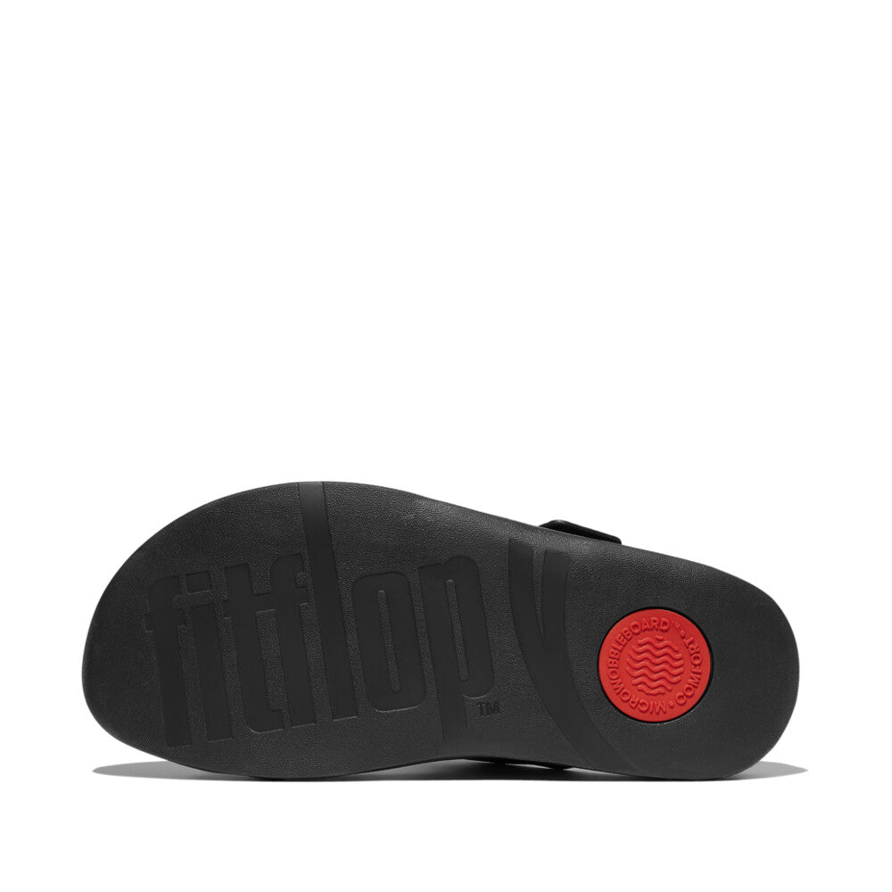GOGH MOC MENS BUCKLE TUMBLED-LEATHER SLIDES