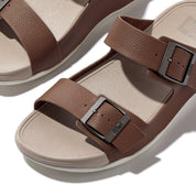 GOGH MOC MENS BUCKLE TUMBLED-LEATHER SLIDES