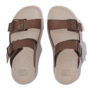 GOGH MOC MENS BUCKLE TUMBLED-LEATHER SLIDES