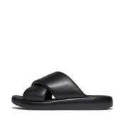 IQUSHION D-LUXE PADDED LEATHER CROSS SLIDES