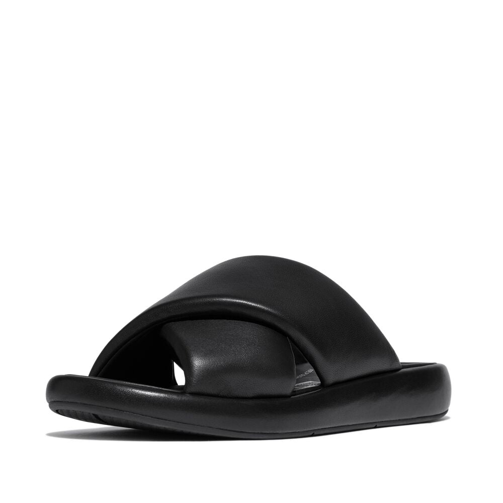 IQUSHION D-LUXE PADDED LEATHER CROSS SLIDES