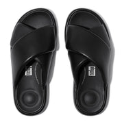IQUSHION D-LUXE PADDED LEATHER CROSS SLIDES