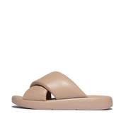 IQUSHION D-LUXE PADDED LEATHER CROSS SLIDES