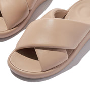 IQUSHION D-LUXE PADDED LEATHER CROSS SLIDES