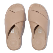 IQUSHION D-LUXE PADDED LEATHER CROSS SLIDES