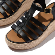 PLATFFORMS ESPADRILLE METALLIC-LEATHER FISHERMAN WEDGE SANDALS