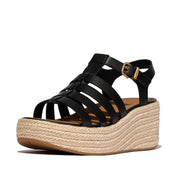 PLATFFORMS ESPADRILLE METALLIC-LEATHER FISHERMAN WEDGE SANDALS