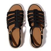 PLATFFORMS ESPADRILLE METALLIC-LEATHER FISHERMAN WEDGE SANDALS