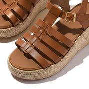 PLATFFORMS ESPADRILLE METALLIC-LEATHER FISHERMAN WEDGE SANDALS