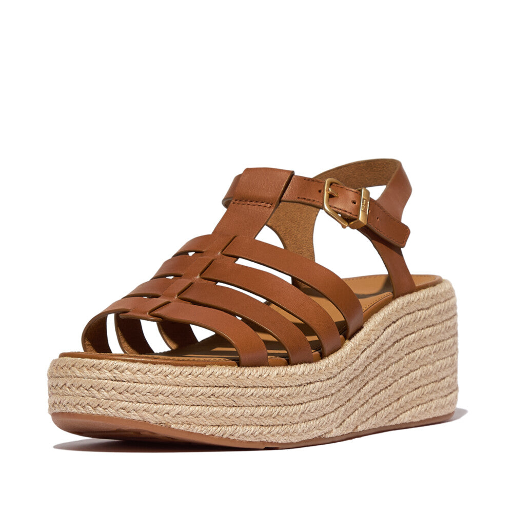 PLATFFORMS ESPADRILLE METALLIC-LEATHER FISHERMAN WEDGE SANDALS