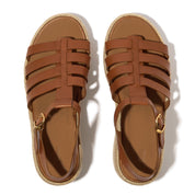 PLATFFORMS ESPADRILLE METALLIC-LEATHER FISHERMAN WEDGE SANDALS