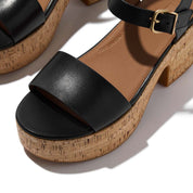PLATFFORMS LEATHER/CORK HEELED ANKLE-STRAP SANDALS