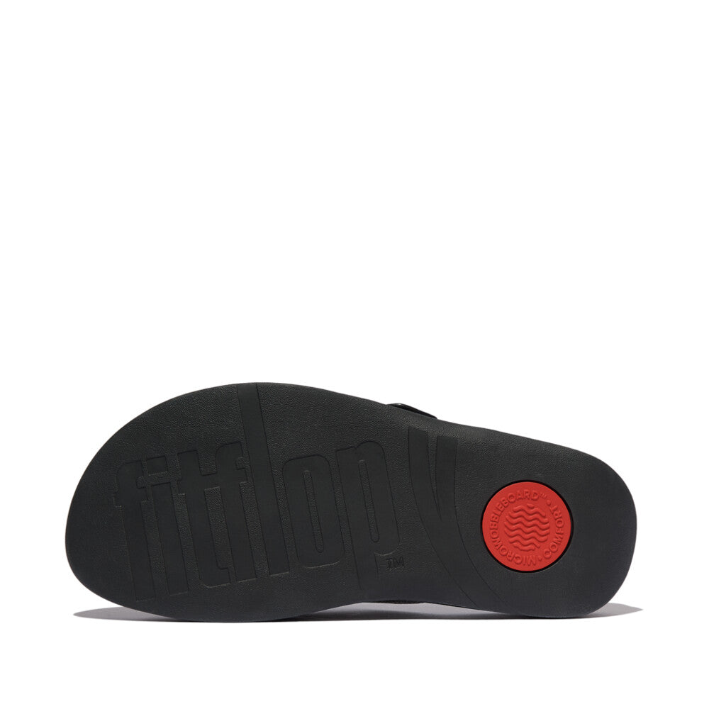 SURFER MENS BUCKLE TUMBLED-LEATHER CROSS SLIDES