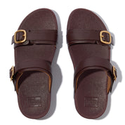 LULU ADJUSTABLE-BUCKLE LEATHER SLIDES - CHOCOLAT(ES7-D07)