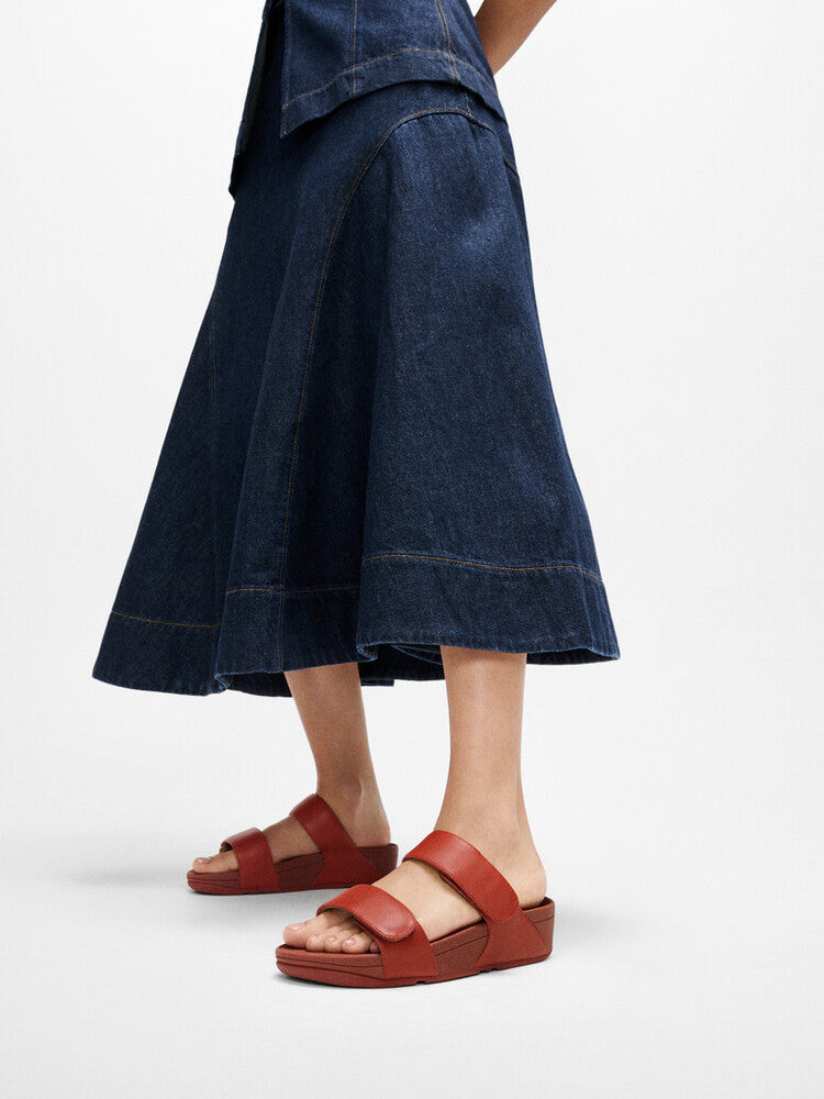 LULU ADJUSTABLE LEATHER SLIDES - TERRACOTTA (FV6-817)