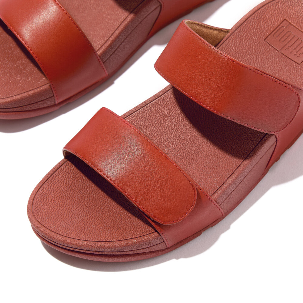 LULU ADJUSTABLE LEATHER SLIDES - TERRACOTTA (FV6-817)