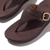 LULU ADJUSTABLE LEATHER TOE-POST SANDALS - CHOCOLAT (ES8-D07)