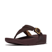 LULU ADJUSTABLE LEATHER TOE-POST SANDALS - CHOCOLAT (ES8-D07)