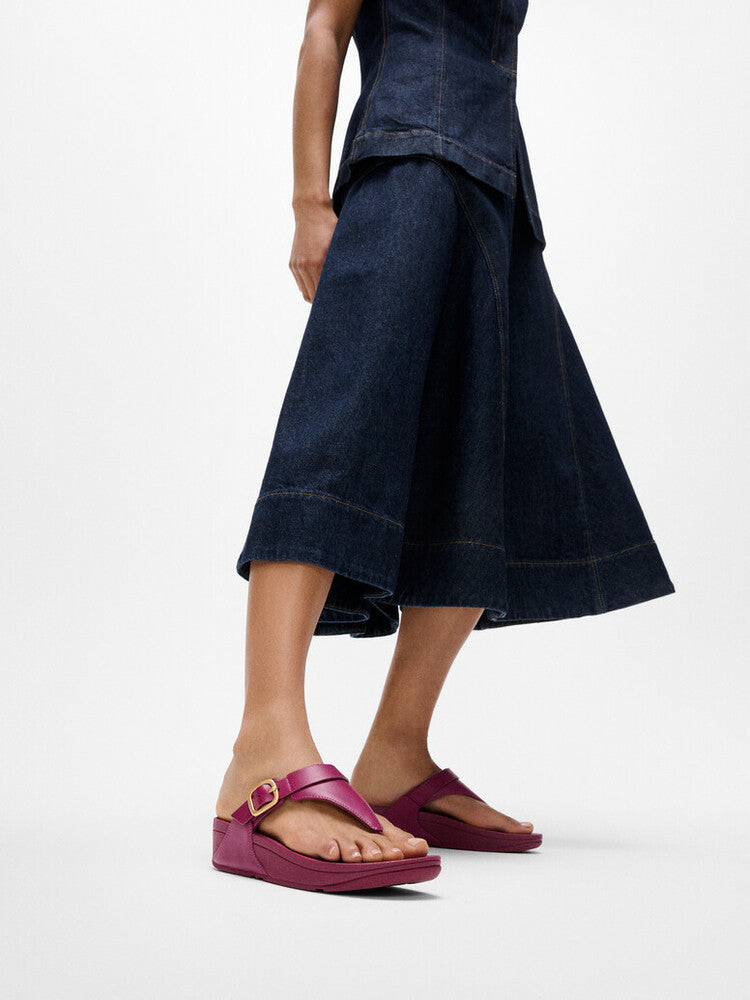 LULU ADJUSTABLE LEATHER TOE-POST SANDALS - RUBY (ES8-288)