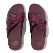 LULU CRYSTAL-MIXMETALLIC CROSS SLIDES - METALLIC PLUMBERRY (JE2-C98)