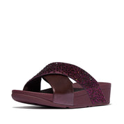 LULU CRYSTAL-MIXMETALLIC CROSS SLIDES - METALLIC PLUMBERRY (JE2-C98)