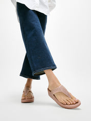LULU CRYSTAL-MIX TOE-POST SANDALS - METALLIC CLASSIC BEIGE (JE3-C90)