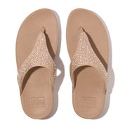 LULU CRYSTAL-MIX TOE-POST SANDALS - METALLIC CLASSIC BEIGE (JE3-C90)
