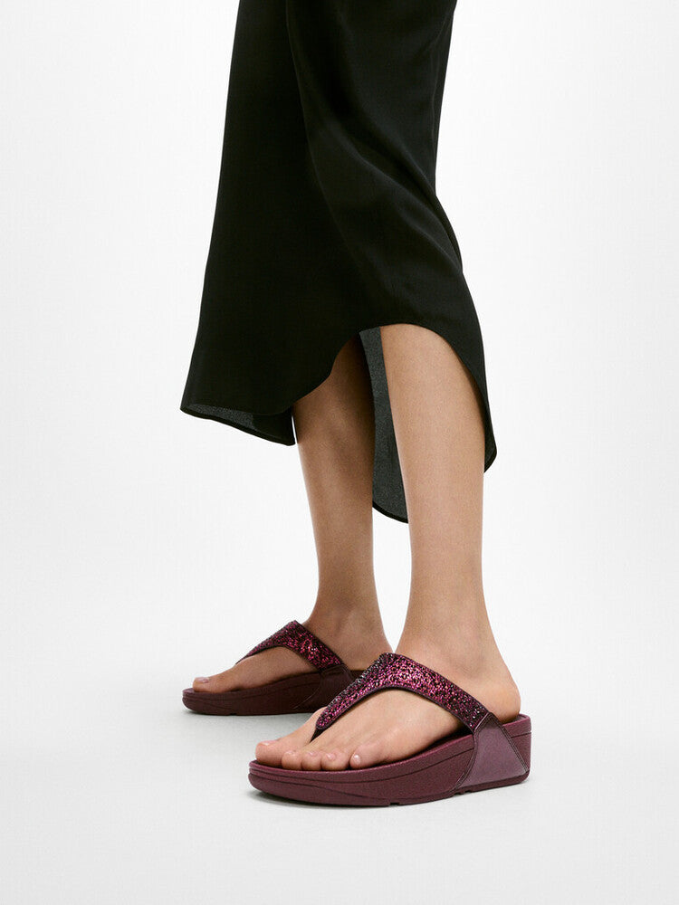 LULU CRYSTAL-MIX TOE-POST SANDALS - METALLIC PLUMBERRY (JE3-C98)