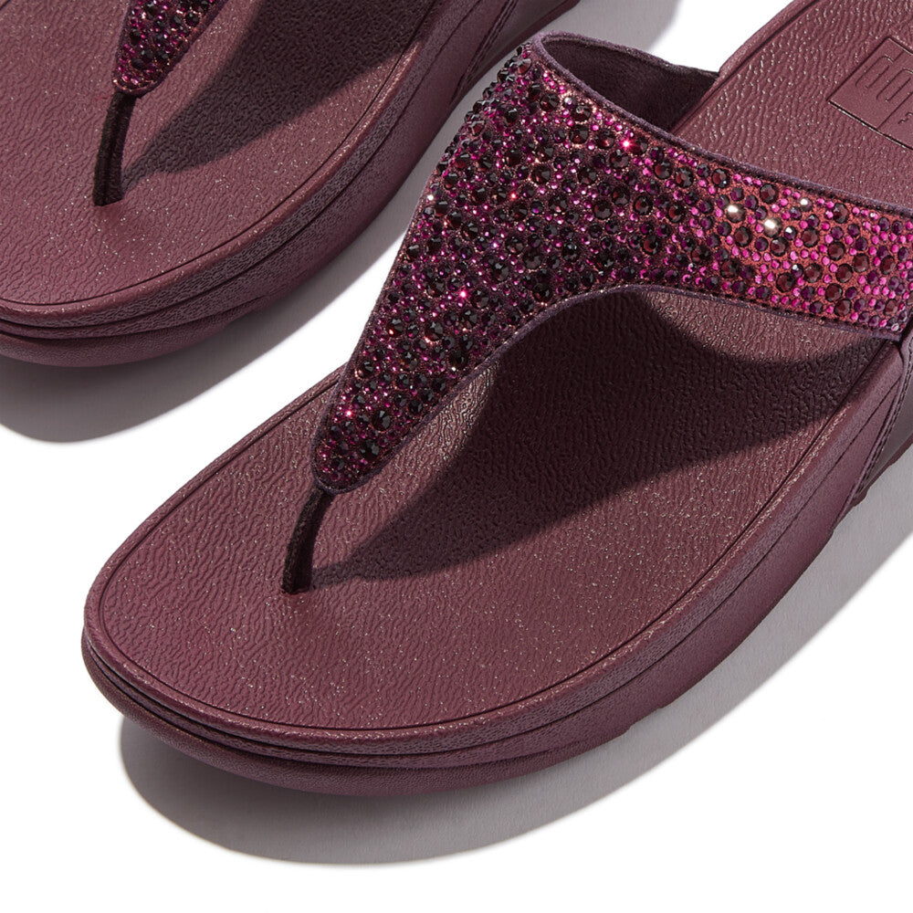 LULU CRYSTAL-MIX TOE-POST SANDALS - METALLIC PLUMBERRY (JE3-C98)