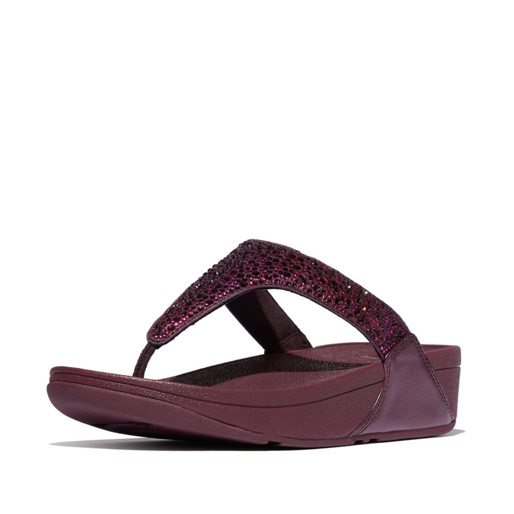 LULU CRYSTAL-MIX TOE-POST SANDALS - METALLIC PLUMBERRY (JE3-C98)