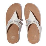 LULU GLITZ-BOW LEATHER TOE-POST SANDALS - PARIS BEIGE (E1G-A99)