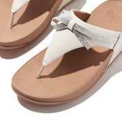 LULU GLITZ-BOW LEATHER TOE-POST SANDALS - PARIS BEIGE (E1G-A99)