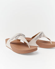 LULU GLITZ-BOW LEATHER TOE-POST SANDALS - PARIS BEIGE (E1G-A99)