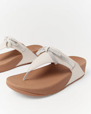 LULU GLITZ-BOW LEATHER TOE-POST SANDALS - PARIS BEIGE (E1G-A99)