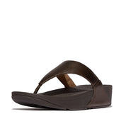 LULU METALLIC-LEATHER TOE-POST SANDALS - METALLIC CHOCOLATE BROWN (I88-C89)