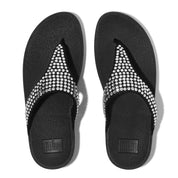 LULU MAXI-CRYSTAL TOE-POST SANDALS - BLACK