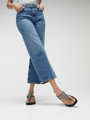 LULU MAXI-CRYSTAL TOE-POST SANDALS - BLACK