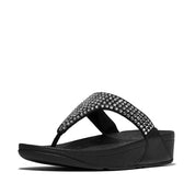 LULU MAXI-CRYSTAL TOE-POST SANDALS - BLACK