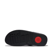 LULU MAXI-CRYSTAL TOE-POST SANDALS - BLACK