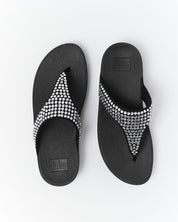 LULU MAXI-CRYSTAL TOE-POST SANDALS - BLACK