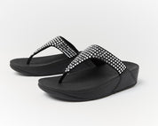 LULU MAXI-CRYSTAL TOE-POST SANDALS - BLACK