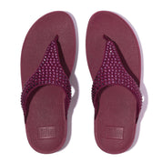 LULU MAXI-CRYSTAL TOE-POST SANDALS - RUBY