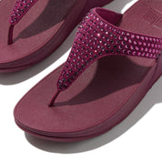 LULU MAXI-CRYSTAL TOE-POST SANDALS - RUBY