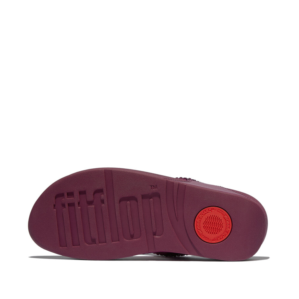 LULU MAXI-CRYSTAL TOE-POST SANDALS - RUBY