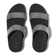 LULU MAXI-CRYSTAL TWO-BAR SLIDES - BLACK