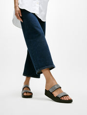 LULU MAXI-CRYSTAL TWO-BAR SLIDES - BLACK