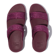 LULU MAXI-CRYSTAL TWO-BAR SLIDES - RUBY