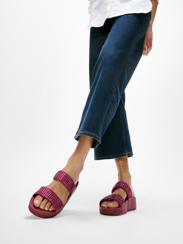 LULU MAXI-CRYSTAL TWO-BAR SLIDES - RUBY
